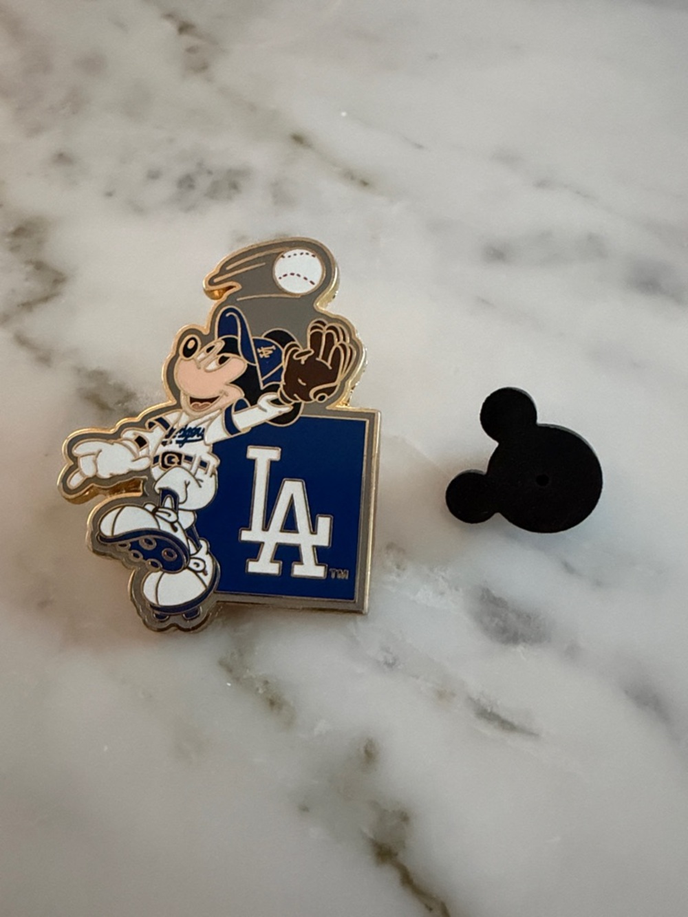 Mickey Mouse x LA Baseball Enamel Pin - Blue & White